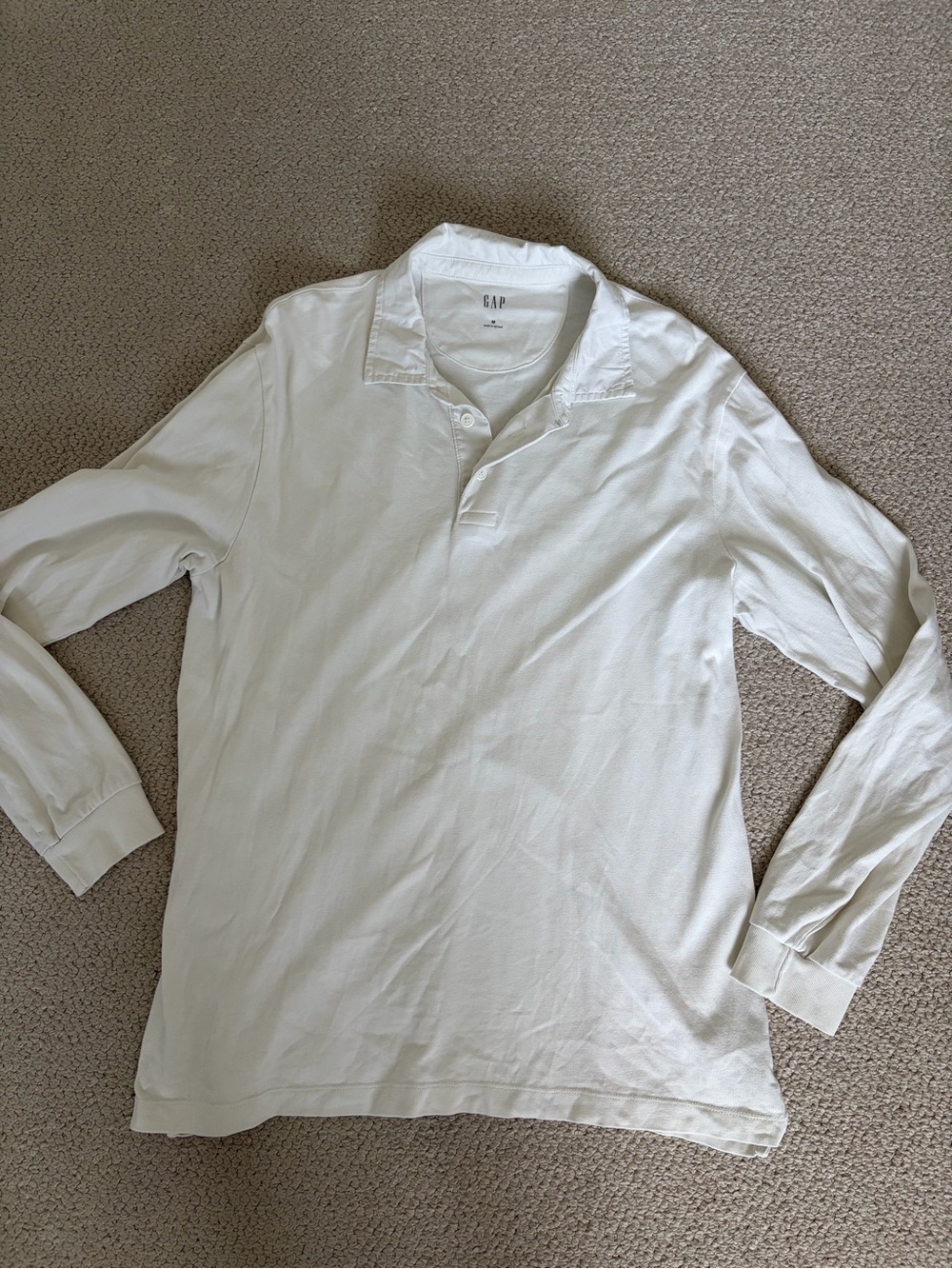 GAP Men's Long-Sleeve Polo Shirt - White